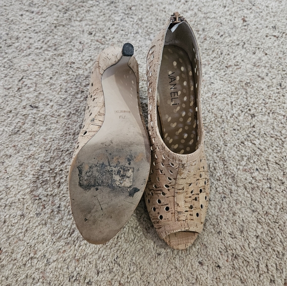 VAN ELI tan peep toe booties with holes throughout, 7. - Picture 3 of 4